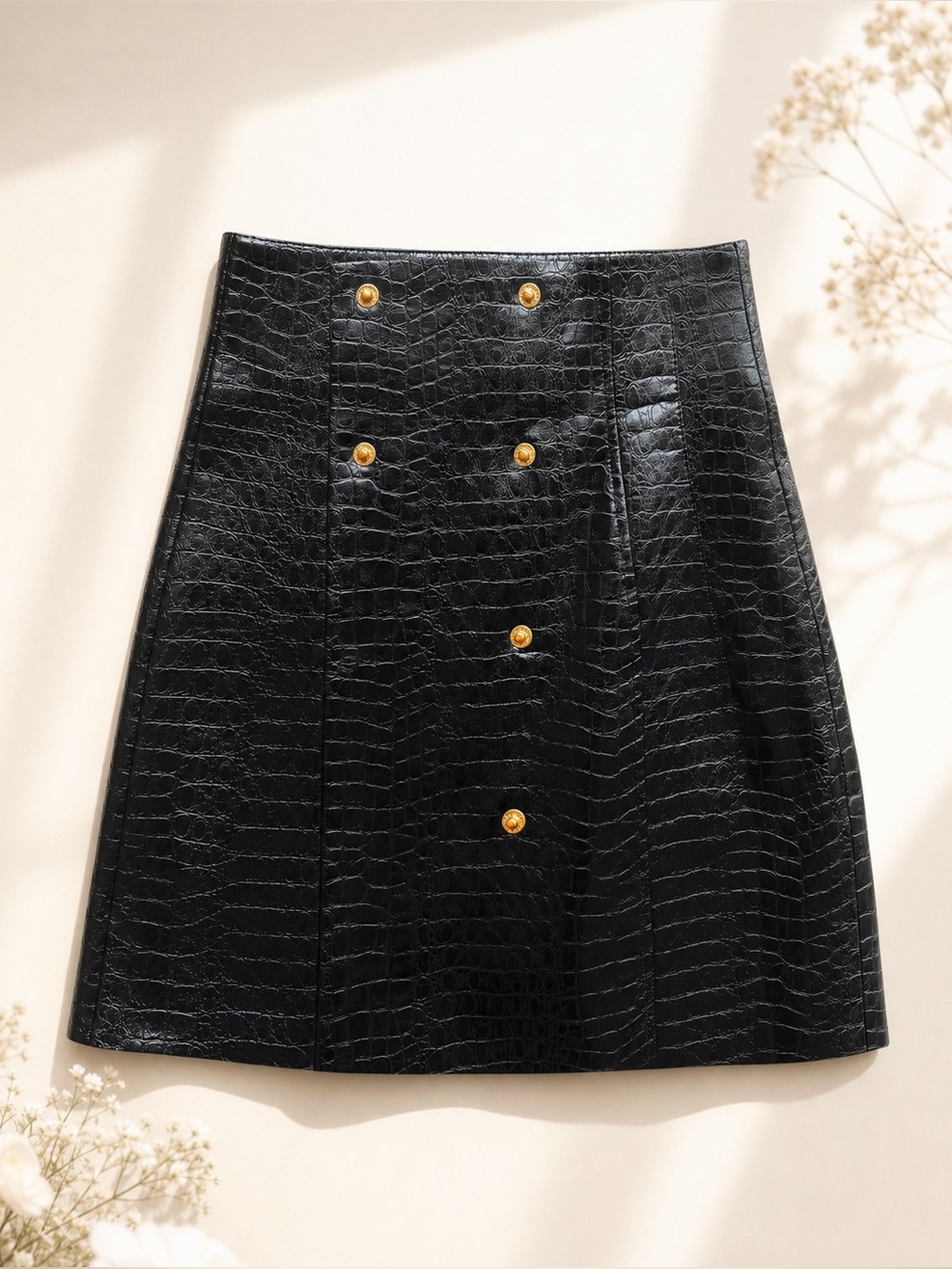 Zara Black Faux Double-Breasted Mini Skirt - Picture 2 of 7
